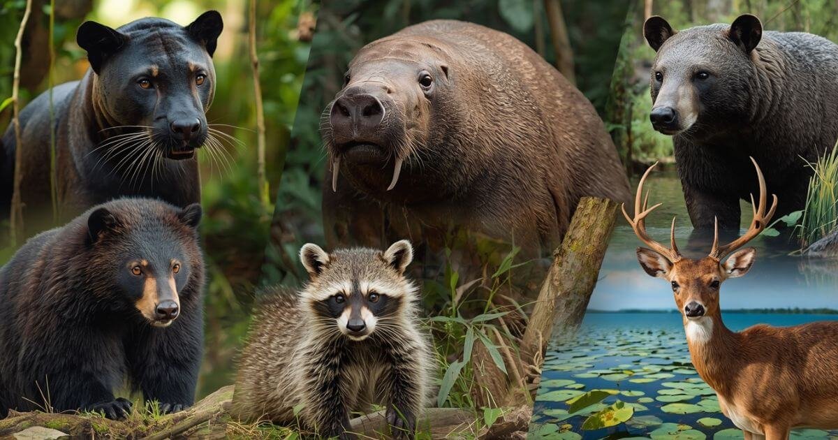 Native mammals of Florida including panthers, bears, and manatees