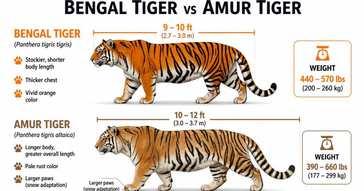 Bengal Tiger vs Amur Tiger : 7 Key Differences